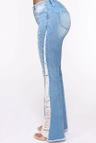 Ripped Distressed Flare Denim Pants 