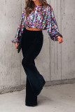 Sequin Glitter Flare Sleeves Top