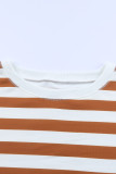 Brown Stripe Drop Shoulder Striped Pullover Sweatshirt