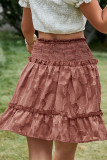 Pink Applique Smocked Frill Trim Mini Skirt