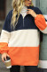 Colorblock Splicing Zipper Neck Fluffy Sweatshirt 