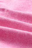 Pink Mineral Wash Denim Smocked Tank Top