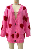 Valentine Heart Front Open Knitting Cardigan 