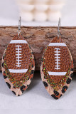 Brown Leopard and Baseball Printed PU Earrings MOQ 5pcs