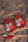Red Hearts PU Earrings MOQ 5pcs