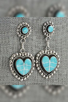 Alloy and Turquoise Heart Earrings MOQ 5pcs