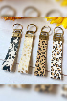 Furry Leopard Cow Leather Keychain MOQ 5PCS