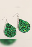Green Glitter Shamrock Earrings MOQ 5PCS