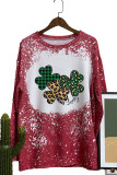 St Patricks Day Shirt,Leopard Shamrock Long Sleeve Top Women UNISHE Wholesale