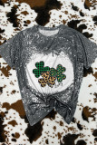 St Patricks Day Shirt,Leopard Shamrock Graphic Tee Unishe Wholesale