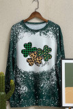 St Patricks Day Shirt,Leopard Shamrock Long Sleeve Top Women UNISHE Wholesale