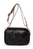 Woven Knit Faux Leather Leopard Strap Crossbody Bag MOQ 3pcs