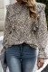 Leopard Frilled Neck Ruffled Long Sleeve Blouse