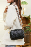 Woven Knit Faux Leather Leopard Strap Crossbody Bag MOQ 3pcs