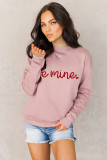 Pink Be Mine Glitter Pattern Print Pullover Sweatshirt