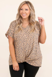Leopard Plus Size Cheetah Print Twisted T-shirt