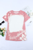 Pink Tie Dye Color Bleached Short Sleeve T Shirt