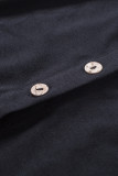 Black Buttons Sleeveless High Waist Mini Dress