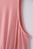 Pink Buttons Sleeveless High Waist Mini Dress