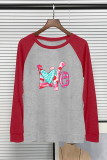 Love Red Teal Valentine's Long Sleeve Top UNISHE Wholesale