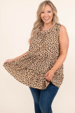 Plus Size Leopard Print Ruffle Tiered Tank Top