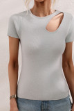 Short Sleeves Hollow Out Knitting Top 