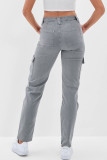 Grey Washed Buttoned Pockets Pant