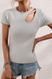 Short Sleeves Hollow Out Knitting Top 