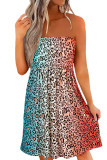 Multicolor Print Shirred Bandeau Mini Dress