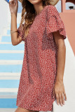 Red Floral Flare Sleeves T-Shirt Dress