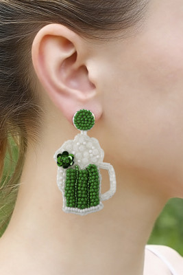 St. Patrick's Day Beads Cup Earrings MOQ 3PCS