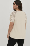 Apricot Lace Short Sleeve Plus Size Waffle Top
