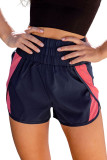 Blue Smocked Elastic Waist Athletic Shorts