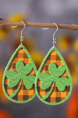 St. Patrick's Day Shamrock Plaid Earrings MOQ 5PCS