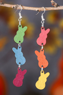 Colorful Rabbit Wood Earrings MOQ 5PCS