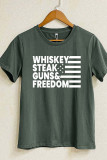 Whiskey Steak Guns Freedom Graphic Printed Short Sleeve T Shirt Unishe Wholesale