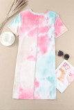 Multicolor Tie Dye Oversized Slit Tee Dress