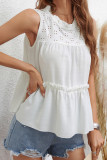 White Crochet Lace Patchwork Frill Collar Tank Top