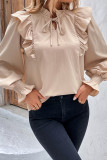 Apricot Tie Knot Ruffle Sleeves Blouese 