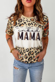Leopard inked MAMA Leopard Plaid Print T Shirt