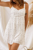 White Ruched Bust Starlet Print Mini Dress