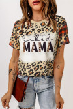 Leopard inked MAMA Leopard Plaid Print T Shirt