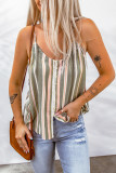 Color Block Striped Button Up Tank Top