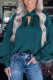 Green Twist High Neck Puff Sleeve Satin Blouse
