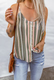 Color Block Striped Button Up Tank Top