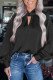 Black Twist High Neck Puff Sleeve Satin Blouse
