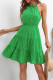 Green Spot Print Halter Sleeveless Tiered Dress