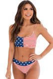 Red American Flag Pattern 2pcs Bikini Swimsuit
