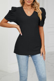 V Neck Hollow Out Short Sleeves Top