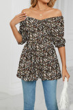 V Neck Puff Sleeves Floral Top